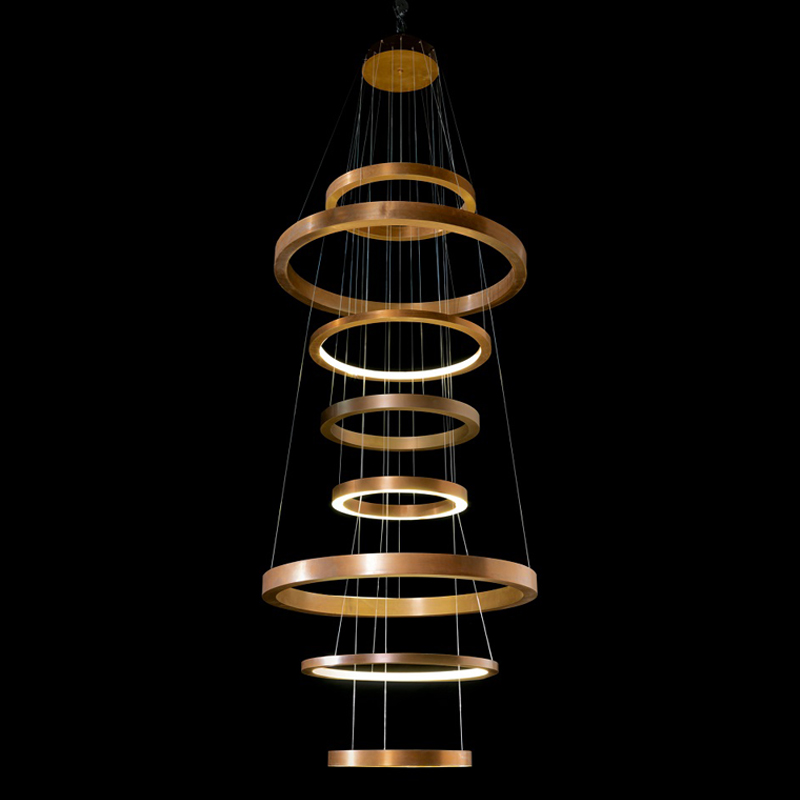 Custom Multiple Ring LED Chandelier Contemporary Pendant Light for Staircase