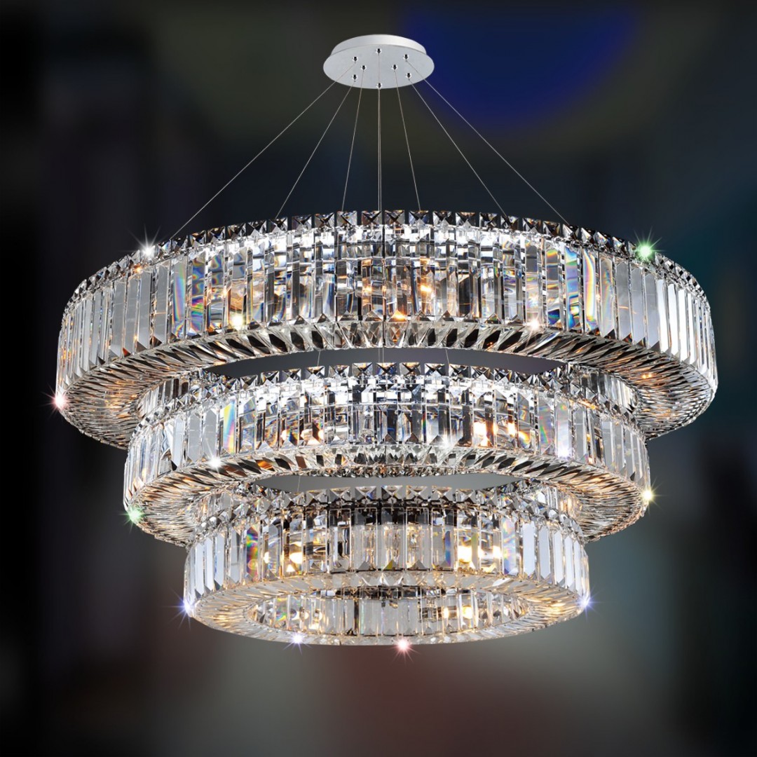 (48+36+24) Inch Three Tier Round Chandelier Modern Crystal Chandelier for Banquet Hall