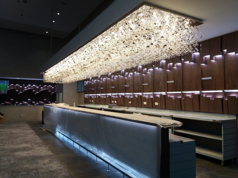 Custom Made Modern Glass Bubble Chandelier Huge Rectangle Ceiling Chandelier for Reception Area
