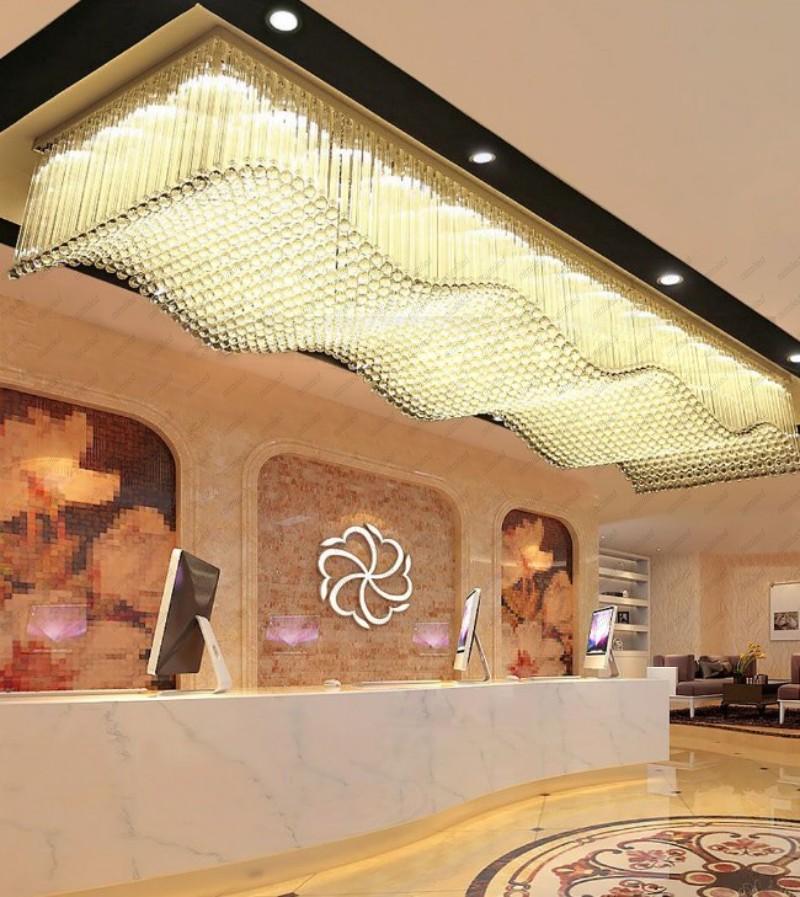 Custom Made Wave Shaped Modern Chandelier Extra Large Ceiling Chandelier for Hotel Lobby