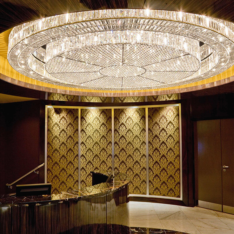 Custom Made Extra Large Round Chandelier Big Flush Mounted Chandelier for Reception Hall