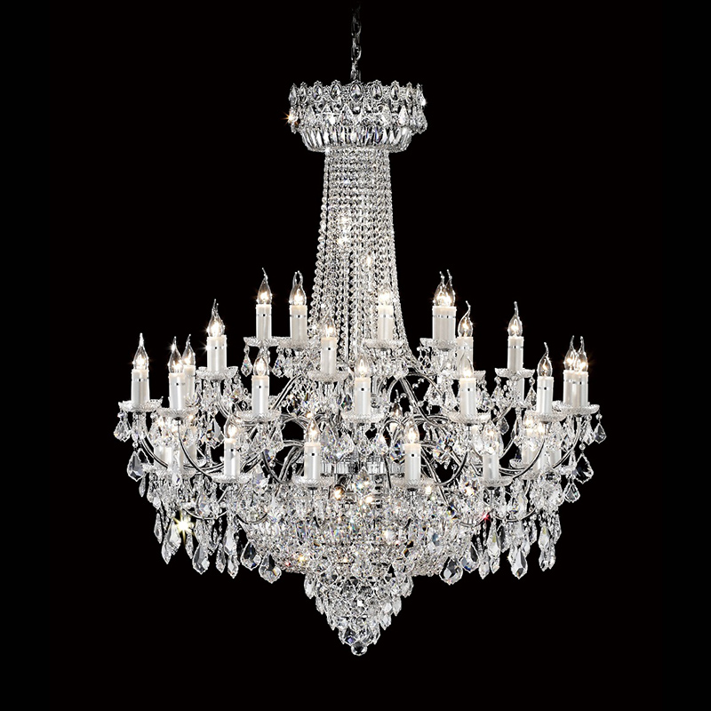 47 Inch Crystal Foyer Lighting Chrome Big Crystal Chandelier