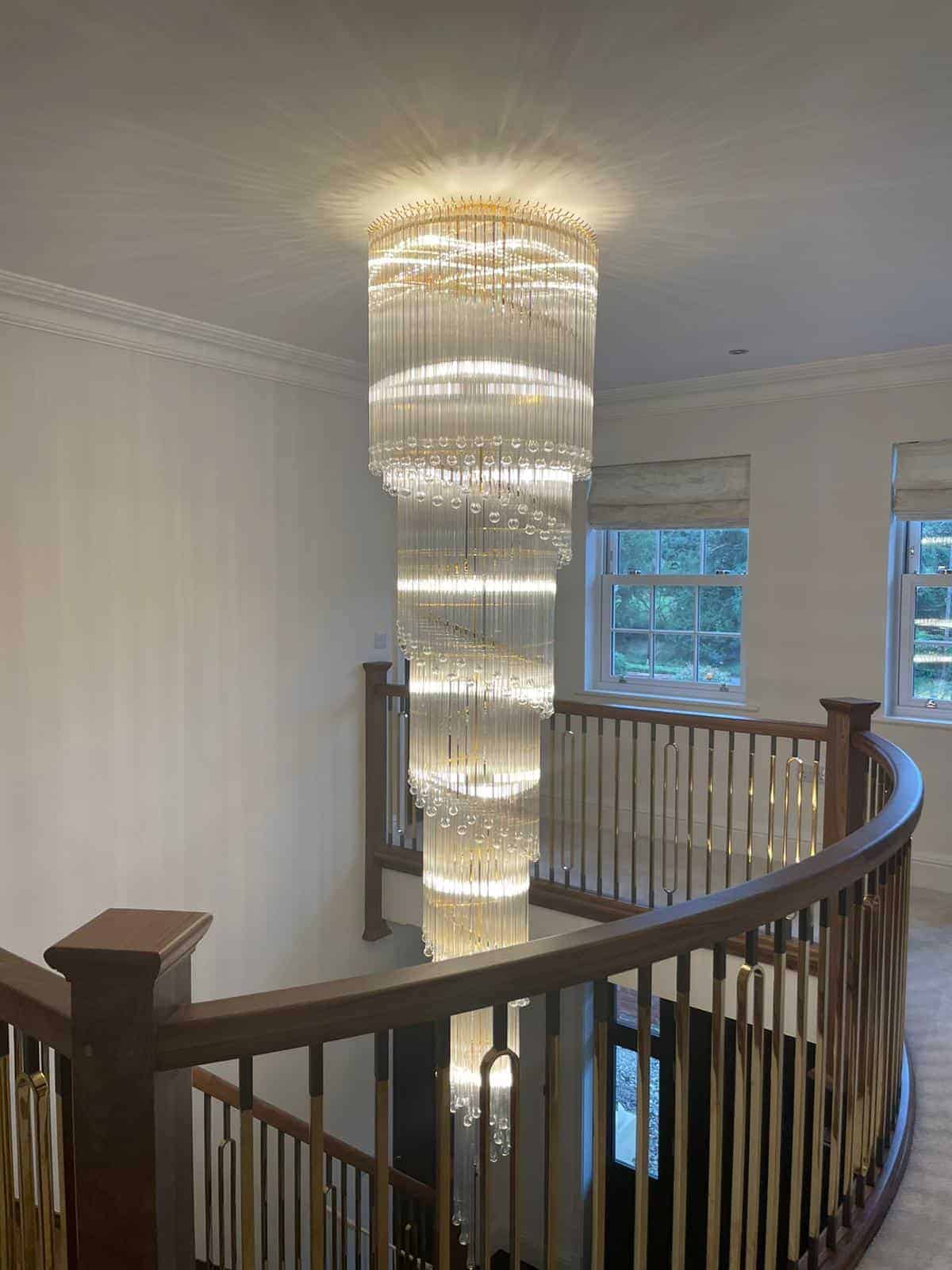 138 Inch Tall Spiral Glass Chandelier Long Staircase Chandelier