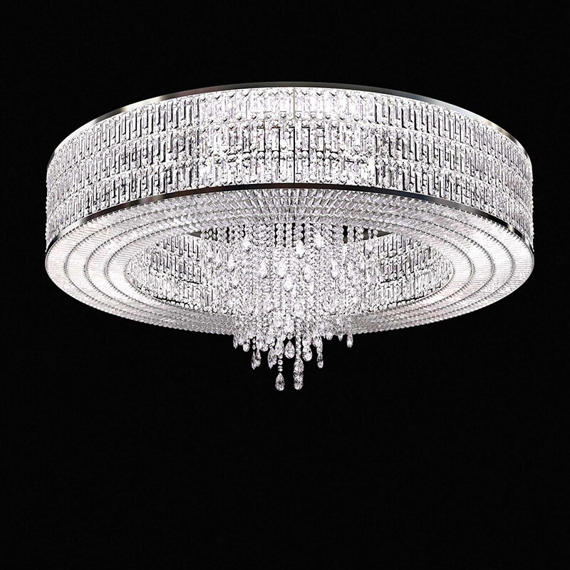 Extra Large Flush Mounted Crystal Chandelier Huge Round Chandelier for Hotel Lobby