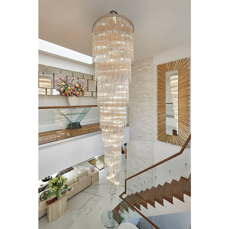 138 Inch Tall Staircase Chandelier Modern Large Chandeliers for High Ceilings