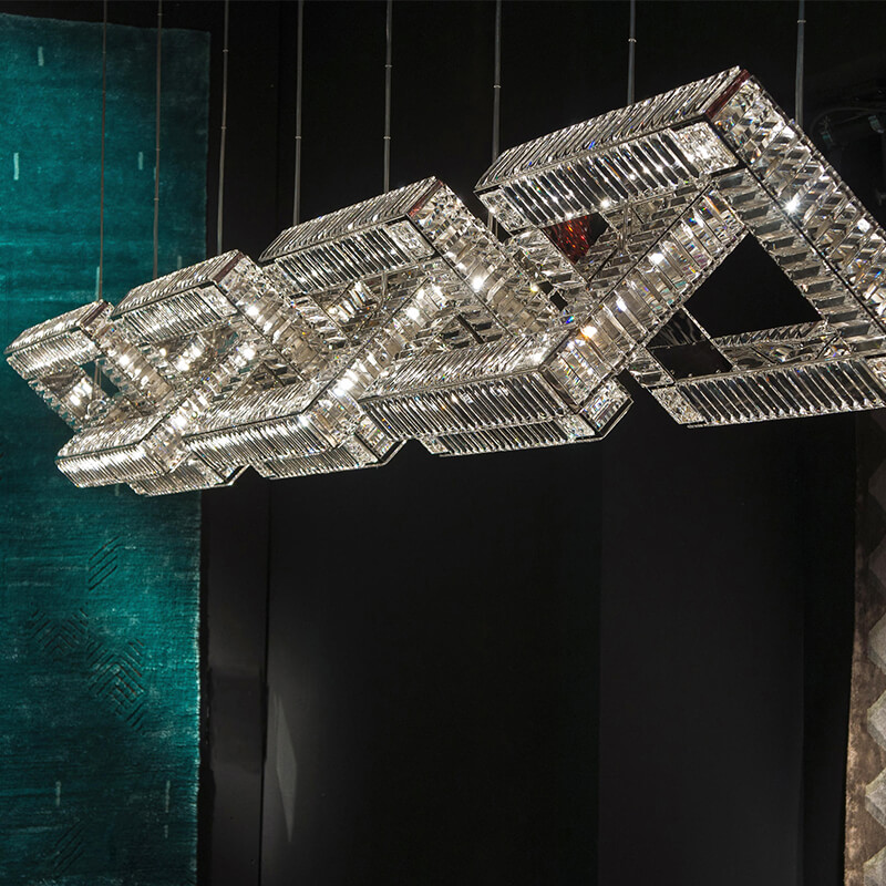 Custom Made Crystal Chain Links Rectangle Chandelier Modern Chandelier for Dining Room