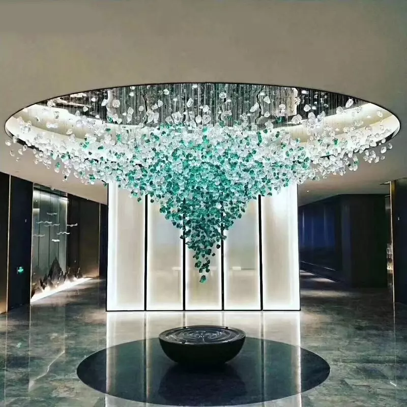 Custom Pyramid Shaped Glass Chandelier Big Chandelier for Hotel Lobby