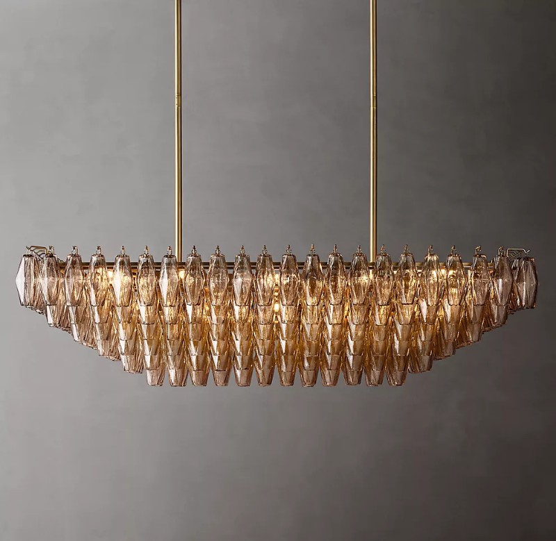 54" CHIARA SMOKE GLASS RECTANGULAR CHANDELIER