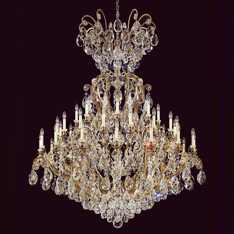  Versailles 41 Light 60" Wide Wrought Iron Crystal Chandelier for Grand Lobby