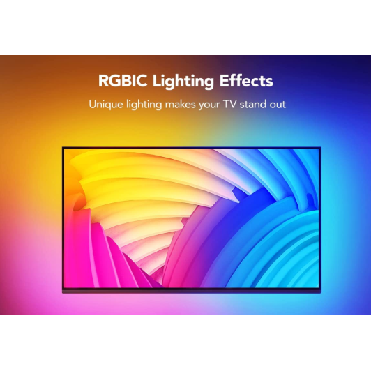 Smart TV LED Backlight, RGBIC TV Backlight , Bluetooth and Wi-Fi Control, Works with Alexa & Google Assistant