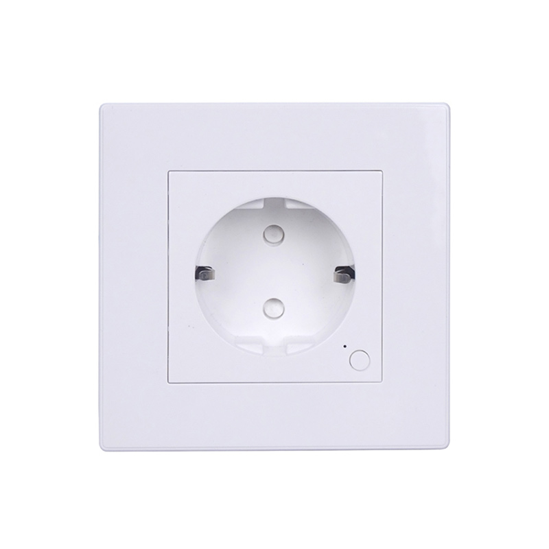 Tuya WiFi Smart in wall socket with power meter, PC or Tempered glass frame, EU plug