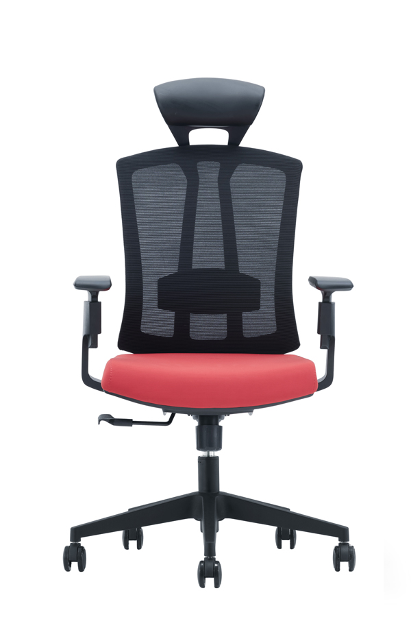 Office chair with leather headrest
