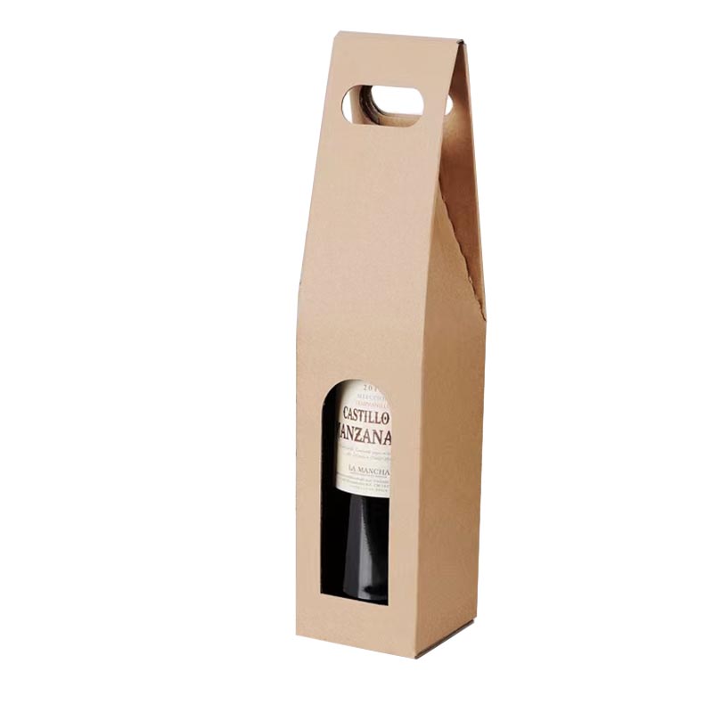 Corrugated cardboard bottle wine box with window