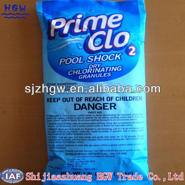 Pool shock dry chlorine granular 65% 70%