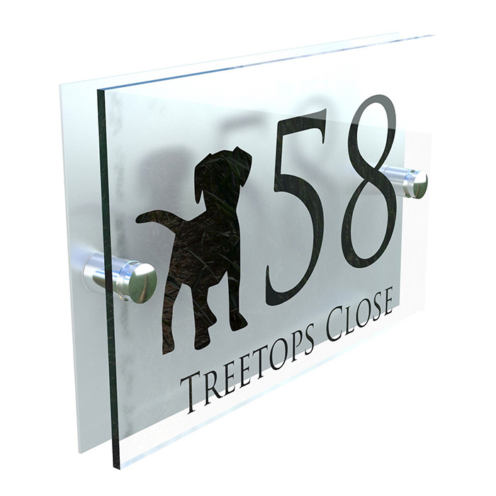 Custom Made Perspex Dog House Sign Personalized Acrylic Home Plaque Door Number Street Address
