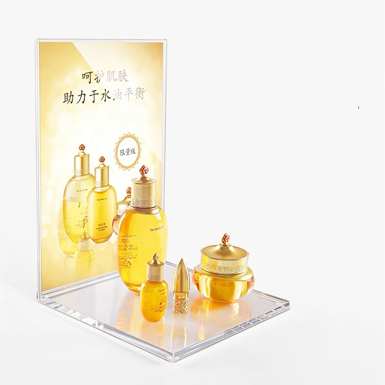 Custom size make up perfume rotating cosmetic floor board standing rack store screen acrylic led advertising display stand