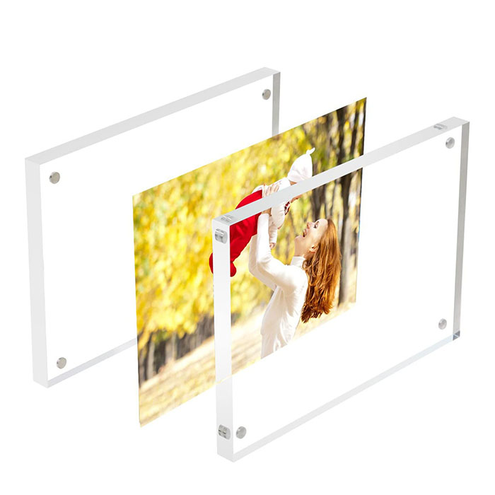 Clear Crystal Perspex Picture Frame Two Side Acrylic Photo Frame With Magnets