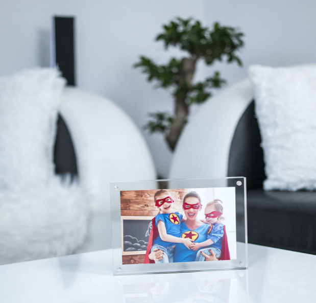 custom sublimation picture desktop display luxury cheap a4 floating crystal magnetic photos stand clear acrylic frame 5x7