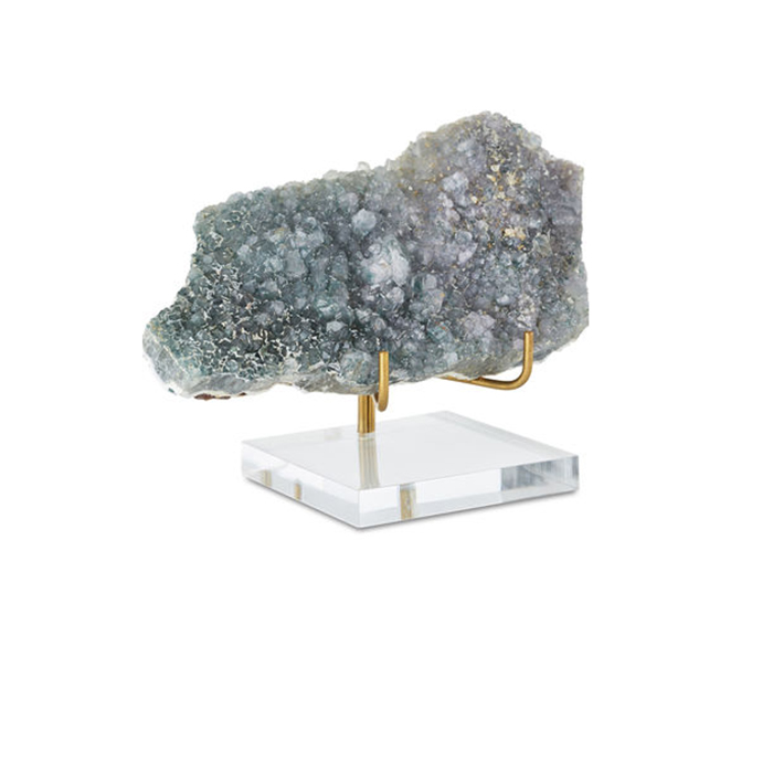 5x5&#39;&#39; Crystal Acrylic Gemstones Minerals Display Block Base With Brass
