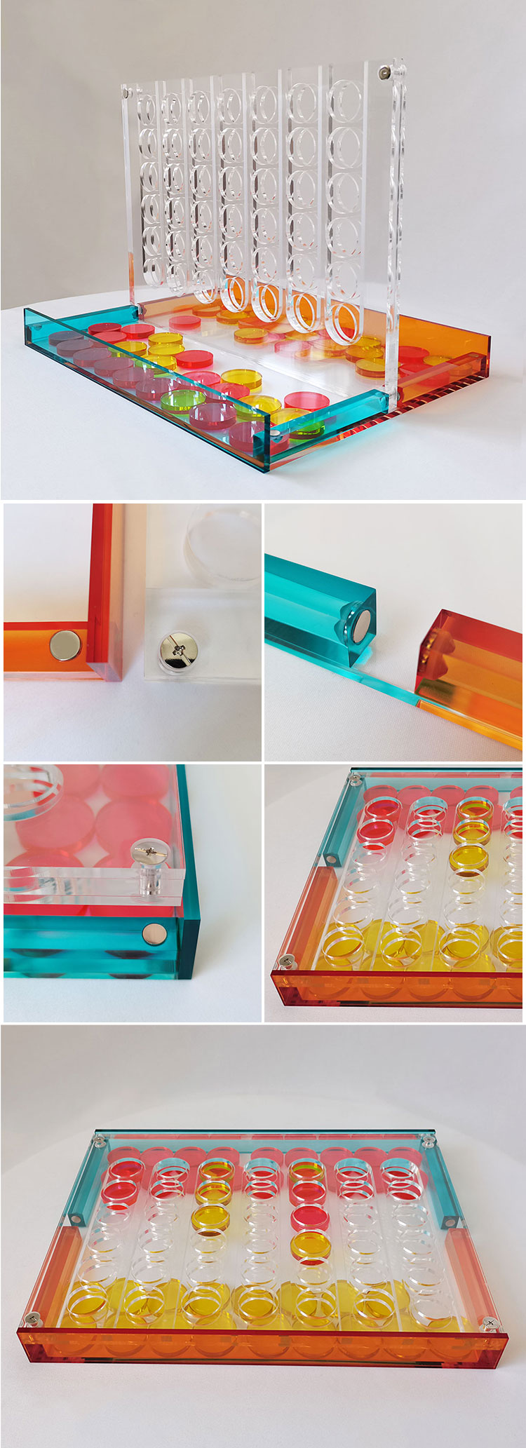 Acrylic  Connect  4 In A Row Game With Carrying Case And Coins