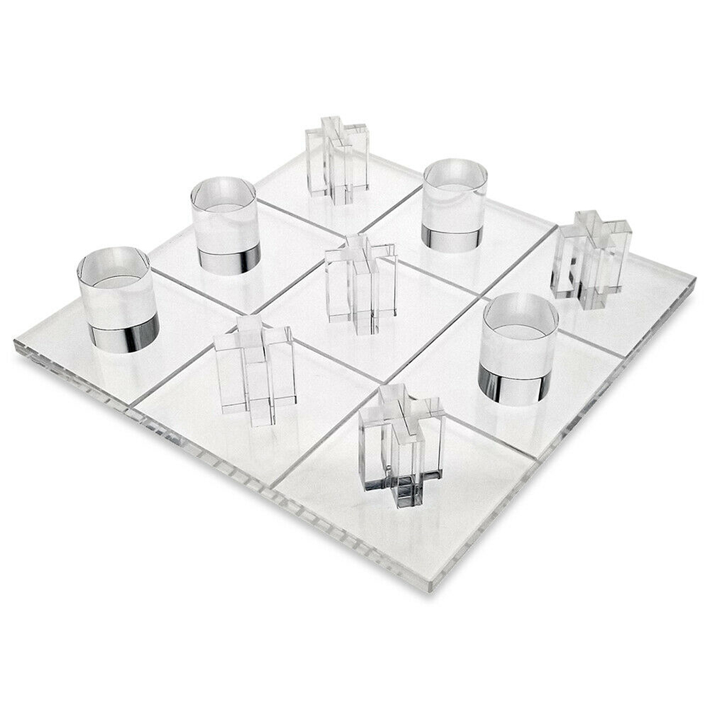 Deluxe Acrylic Tic Tac Toe Set 3D Luxury Crystal Board Game Lucite