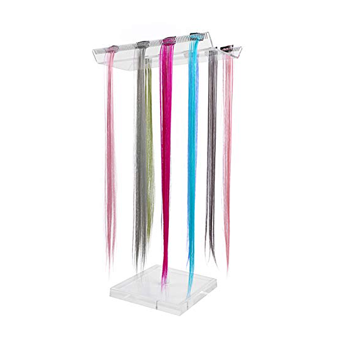 Wholesale beauty salon clear wig holder acrylic hair extension display stand