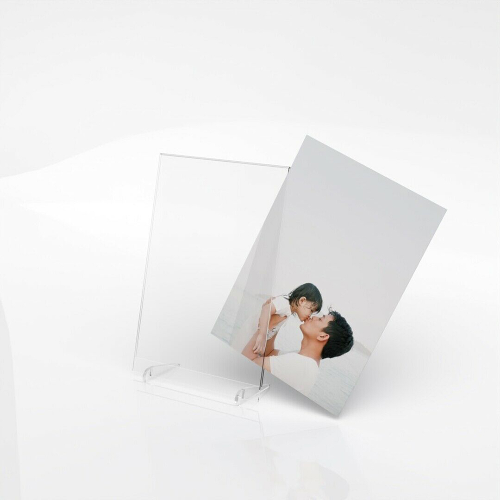 Polished Clear Acrylic Picture Photo Frame 6x4 7x5 8x6 Freestanding Desk Sign Holder