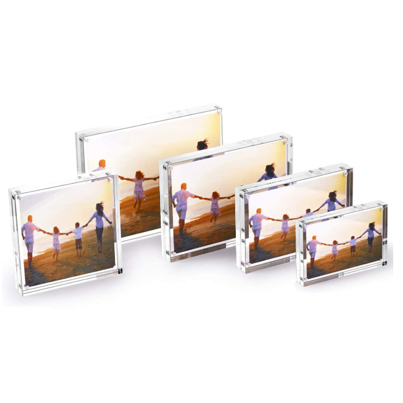 Printing decorative Perspex Tabletop protector clear Double Sided Square picture Block Transparent Magnetic Acrylic Photo Frame