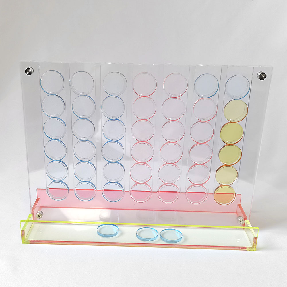 Acrylic Connect 4 Neon Pop Board Game Strategy Game Set With Two Color For Kids Ages 6 & Up For 2 Players