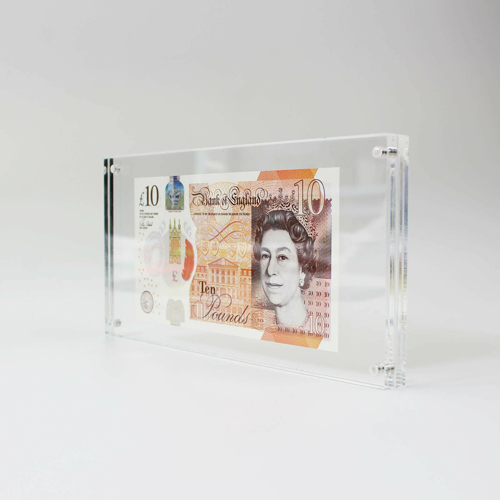 10X20cm Photo Bank Note Money Holder Acrylic Clear Currency Frame with Magnets