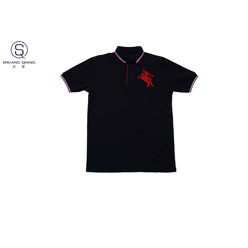 High quality custom double-deck shorts sleeve 3D Embroidery cvc 60%cotton/40%polyester sports yarn dyed mix colors pique polo shirt