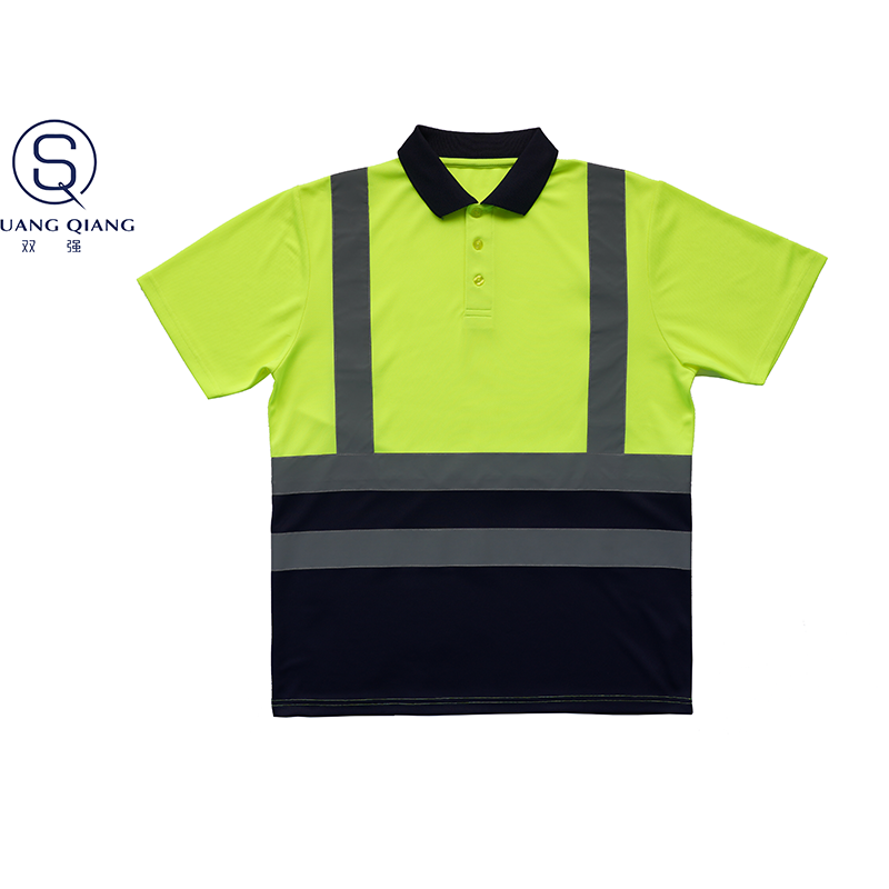 Custom shorts sleeve 100%polyseter breathe lapel quick dry reflective safety mix colors mesh polo shirt