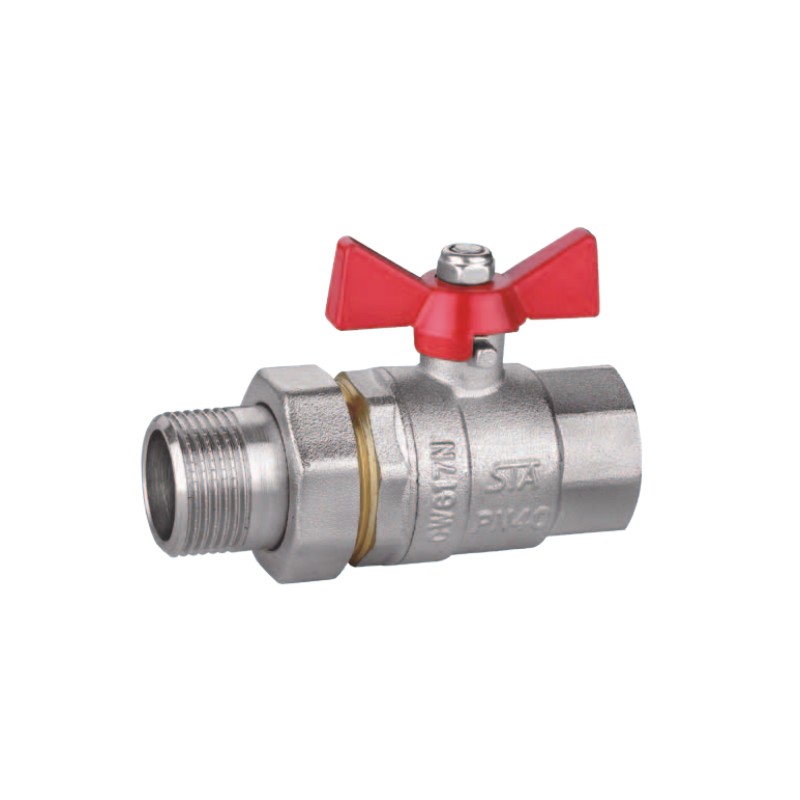 Butterfly handle union brass ball valve, brass ball valve, forged brass ball valve, electroplating process ball valve