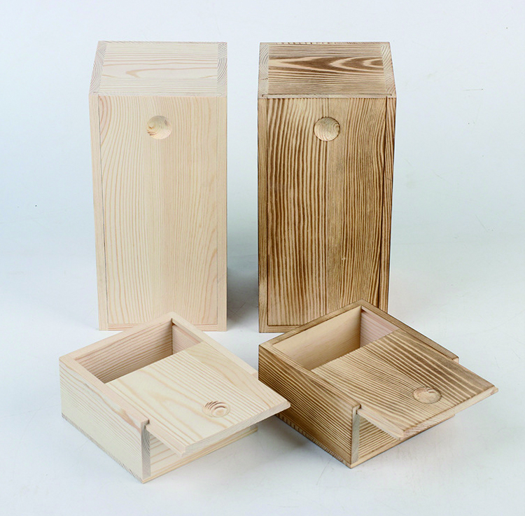 Wooden Storage Boxes Unfinished Wood Toys Box with Sliding Lid
