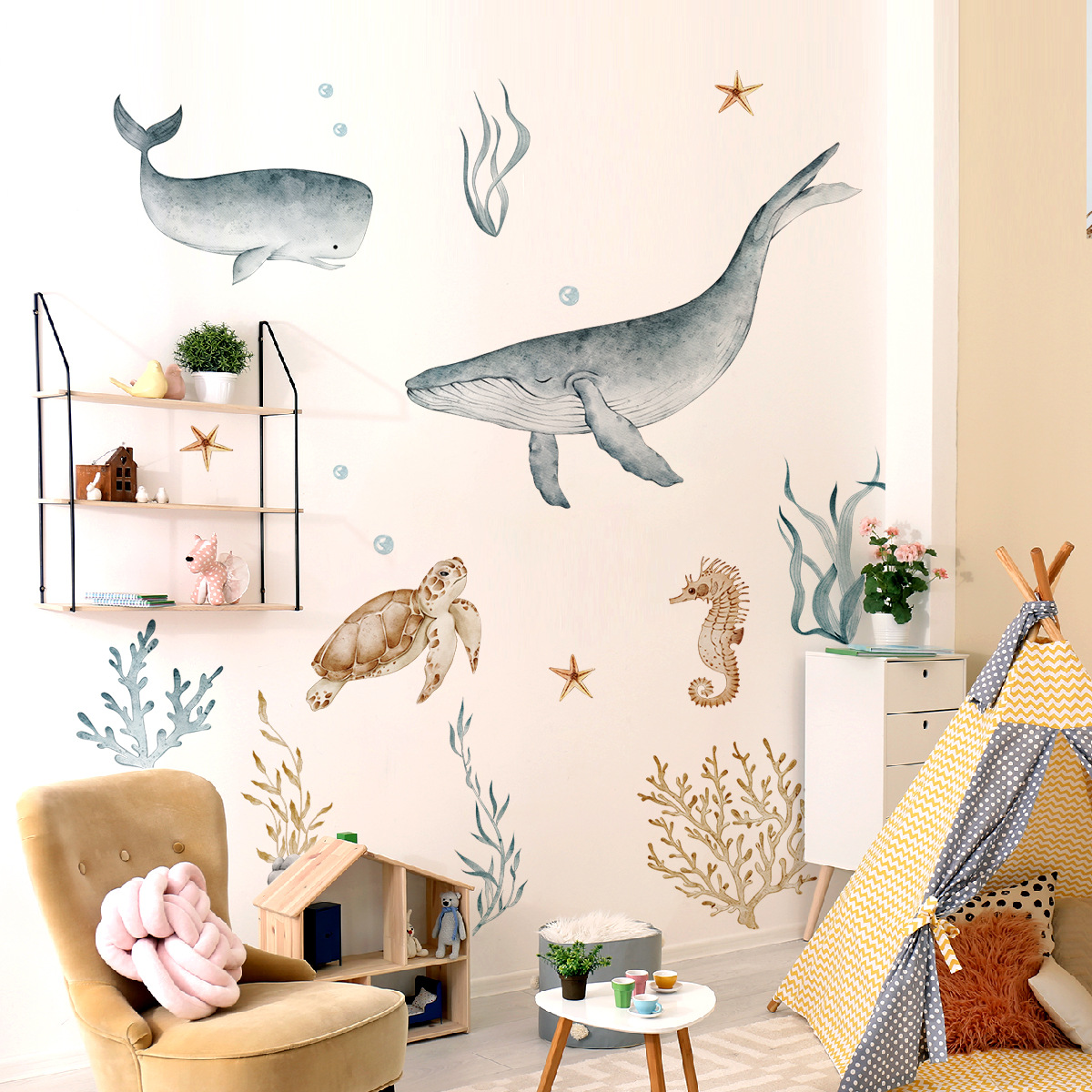 Nursery Wall Stickers Cute Fish 3D Wall Decal for Children’s Room
