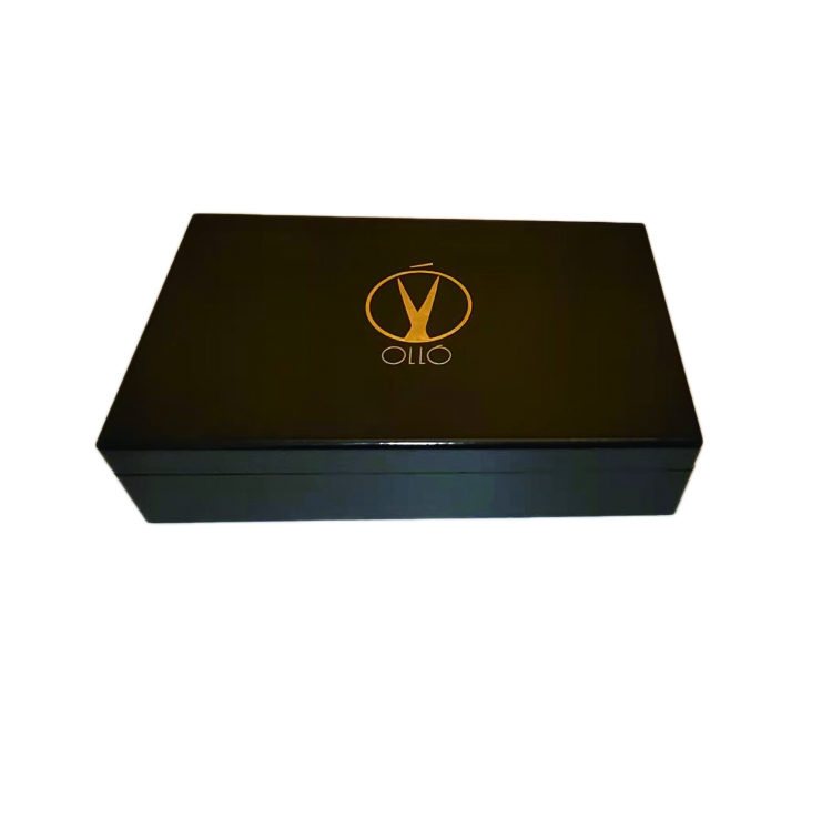 Wooden Packing Box Black Luxury Box with Velvet Tray Hing