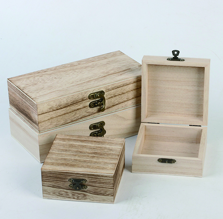 Wooden Box with Lid  Natural Unfinished Wooden Boxes Wholesale