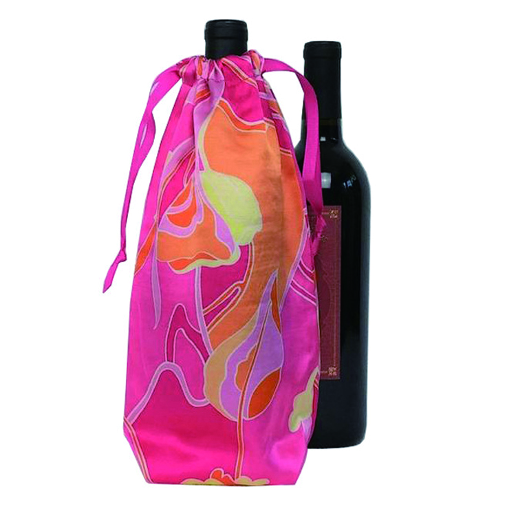 Wine Bottle Packaging Cotton Canvas Drawstring Bag Pouch with Logo 