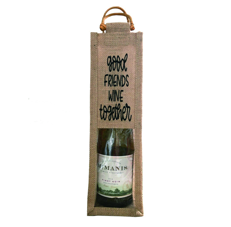 Wine Bottle Packaging Free Sample Custom Logo Bag with Handle