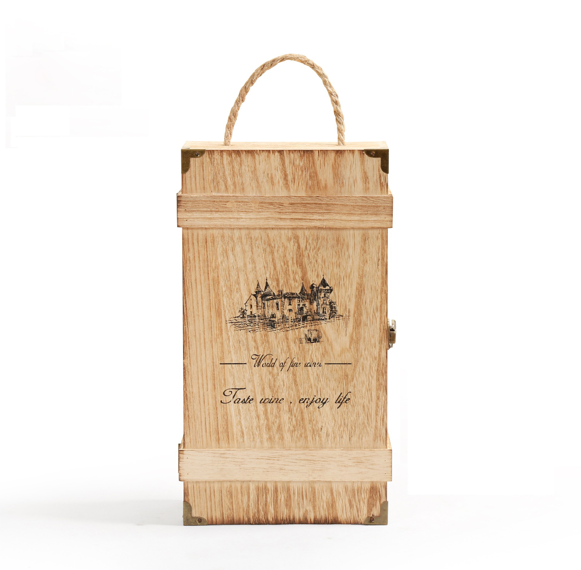 Wooden Spice Box Custom Brand Logo Engraved Pine Wood Box
