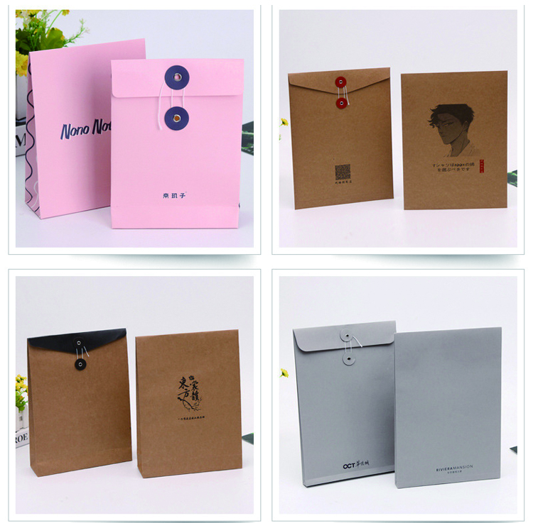 Cardstock Envelope  with String and Button for Documents Packaging