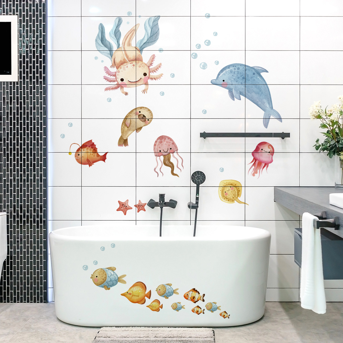 Washroom Wall Stickers Customized Waterproof Wall Stickers for Bathtub