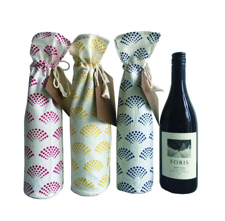 Wine Packaging Wine Gift Custom Canvas Drawstring Bag Pouch