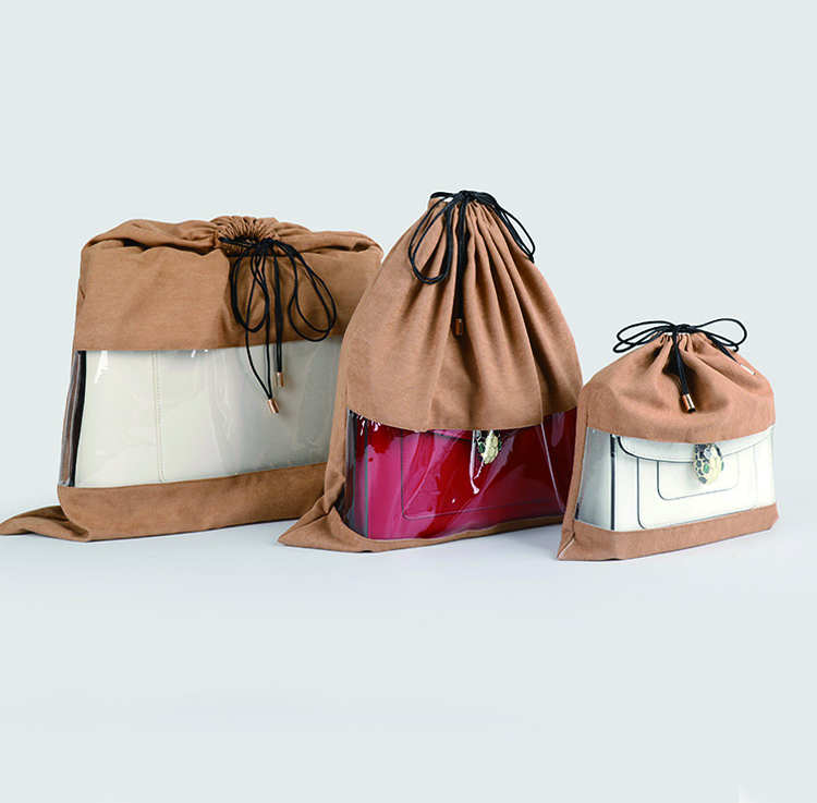 Drawstring Shoe Bag  with Clear Window Suede Velvet Bag China