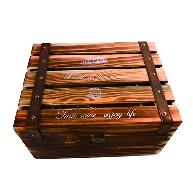 Wooden Crate Box with Pine Paulownia Natural Wood Eco-Friendly