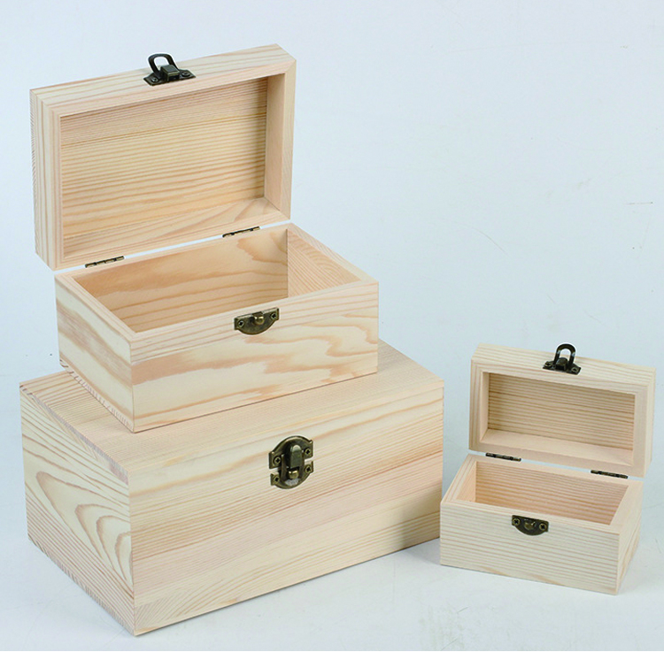 Small Wooden Box Custom Size Unique Wooden Gift Box with Hinge