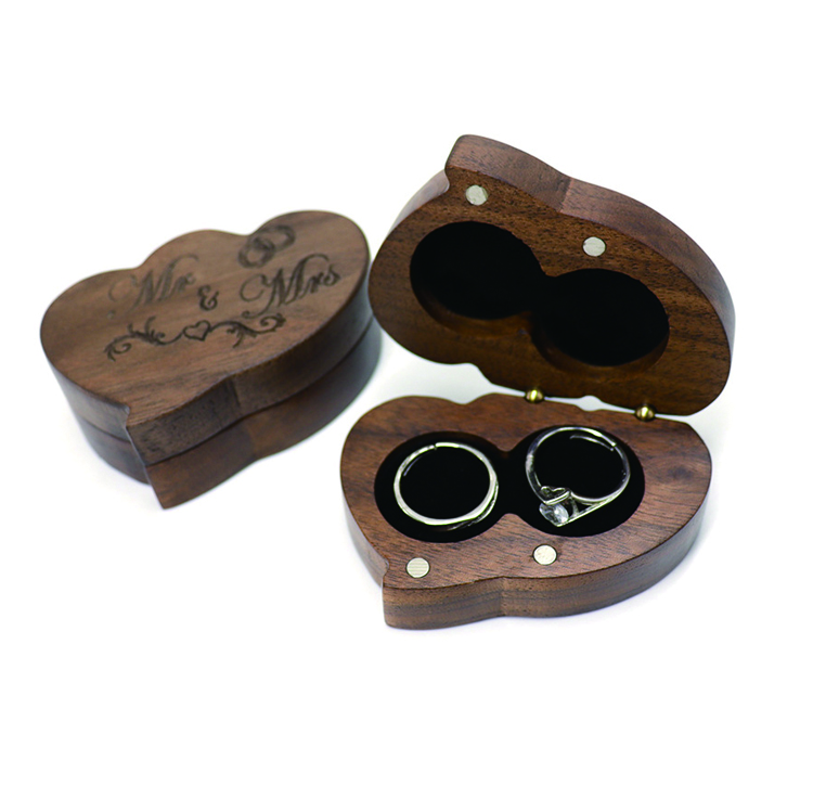 Jewelry Ring Boxes with Engrave Logo Black Walnut Packaging Box
