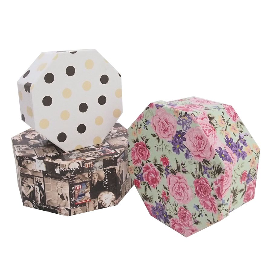 Hexagonal Shaped Exquisite Flower Gift Box Packaging For Dress Top and Bottom Box