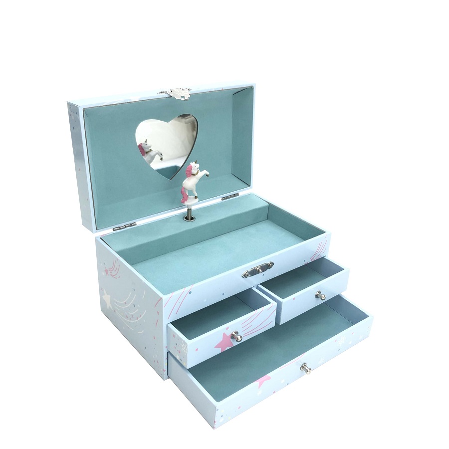 Cross Border Hot Selling Rotating Unicorn Children's Music Box Birthday Gift Multifunctional Jewelry Little Girl Storage Box