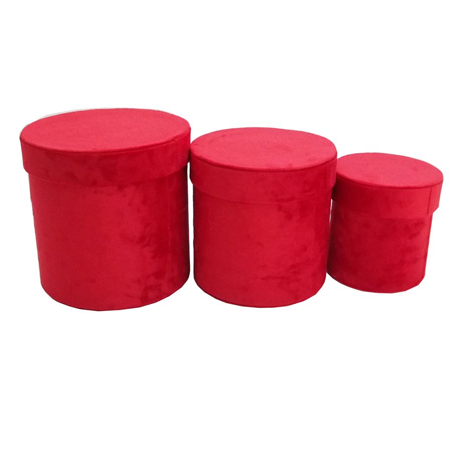 3 Different Sizes Nested Cover Set Gift Box Round Red Gift Box